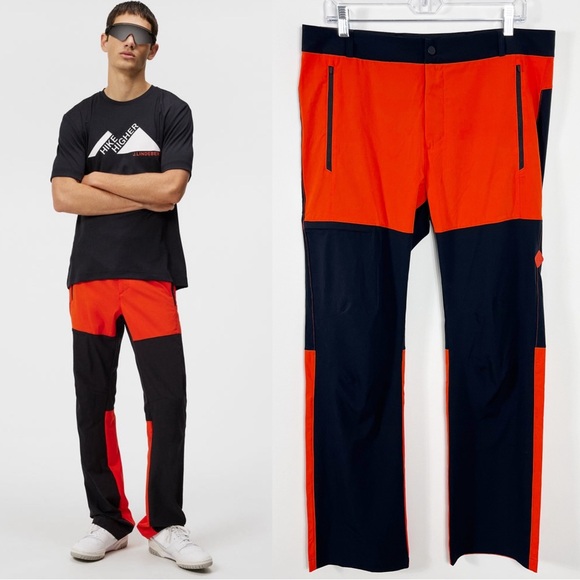 J. Lindeberg Mendo Colorblock Pants Size 32x32 NWT Tangerine Tango